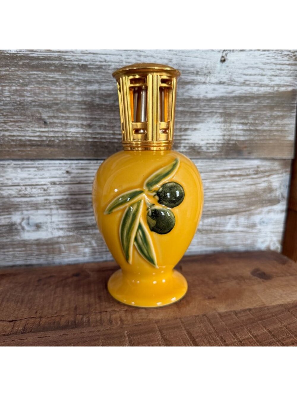 Vintage Provencal Lampe Berger Yellow Olives Jar Fragrance Oil Burner